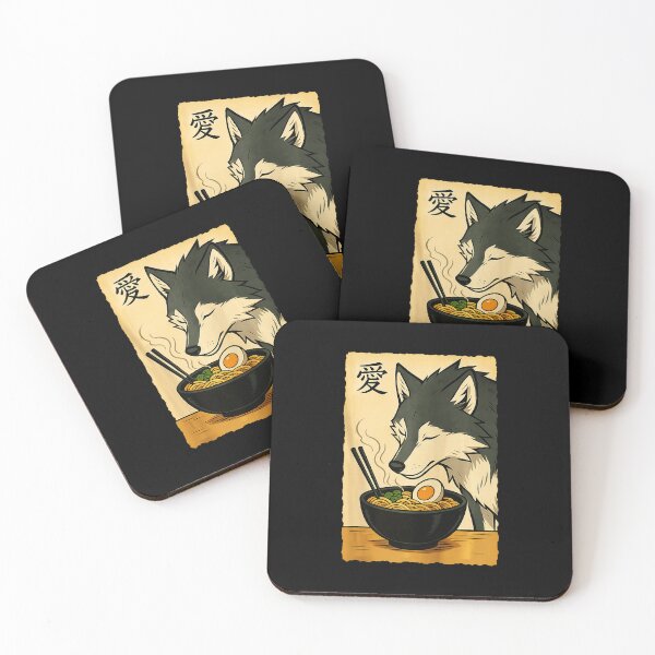 Item preview, Cute Wolf Eating Ramen Japanese Style  designed and sold by titanlevi.