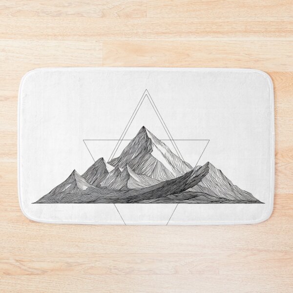 Item preview, Geometric Mountain Triangle Line Art | black and white designed and sold by TypoArtPrints.