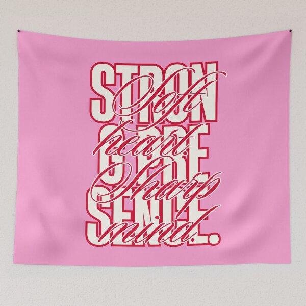 Item preview, Soft Heart Sharp Mind – Strong Presence | Feminine Empowerment Typography (Pink Aesthetic) designed and sold by Magic Love Art Print.