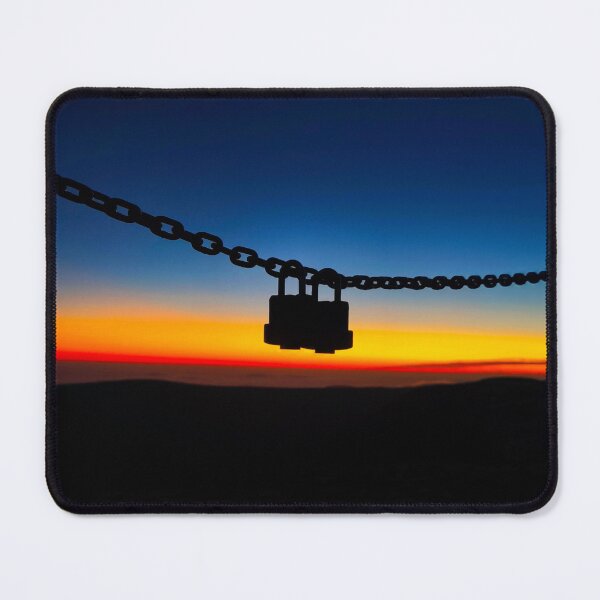 Item preview, Two Padlocks Silhouette at Sunset - Mountain Summit Skyline designed and sold by Kainicram.