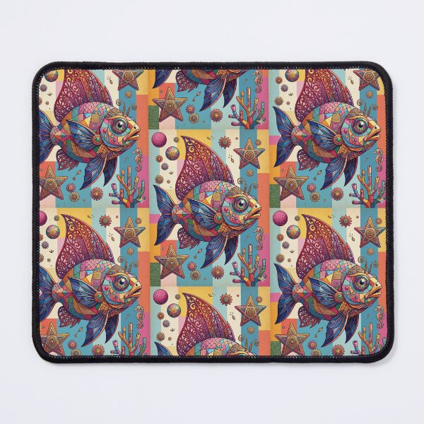 Item preview, Mosaic Fish – Psychedelic Ocean Emblem designed and sold by Dogandesighn.