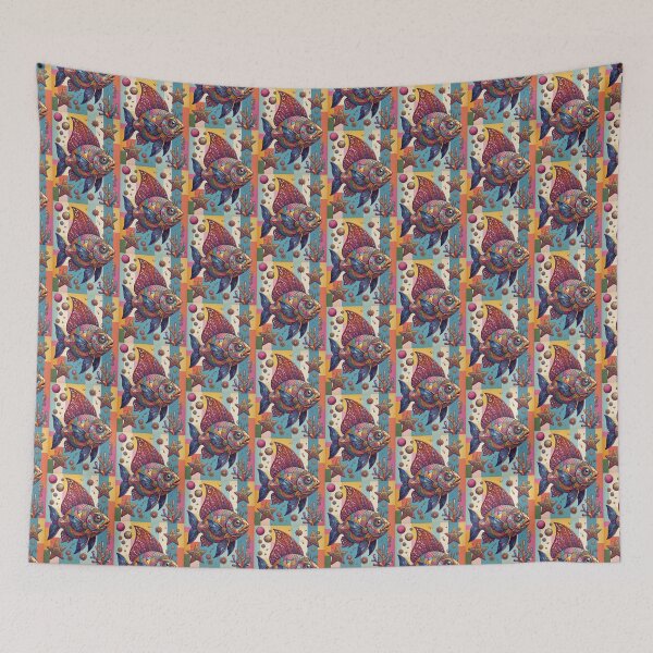 Item preview, Mosaic Fish – Psychedelic Ocean Emblem designed and sold by Dogandesighn.