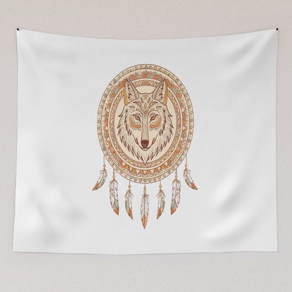 Item preview, Boho Wolf Dreamcatcher Mandala designed and sold by VeloraLaz.