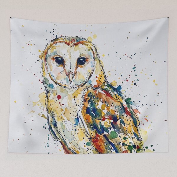 Item preview, Abstract Barn Owl – Ink Line & Watercolour Art designed and sold by Printpix.
