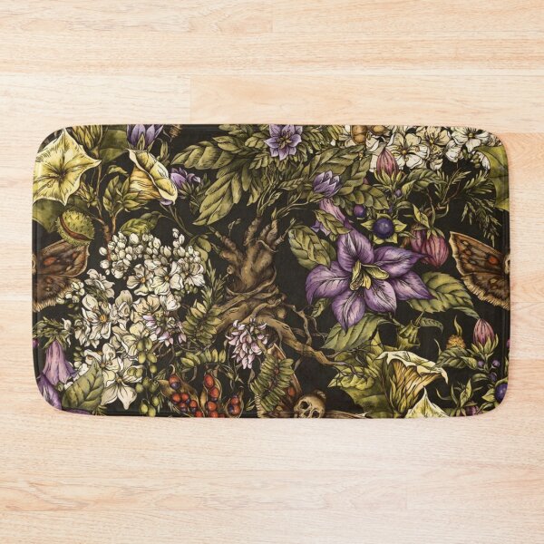 Item preview, Dark Botanical Skull Moth Pattern designed and sold by GraveyardGlam.