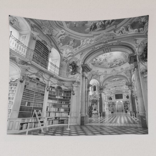 Item preview, Admont Abbey Palace Library in Admont, Austria black and white photographic art print designed and sold by Astrid Arkhangelsky.