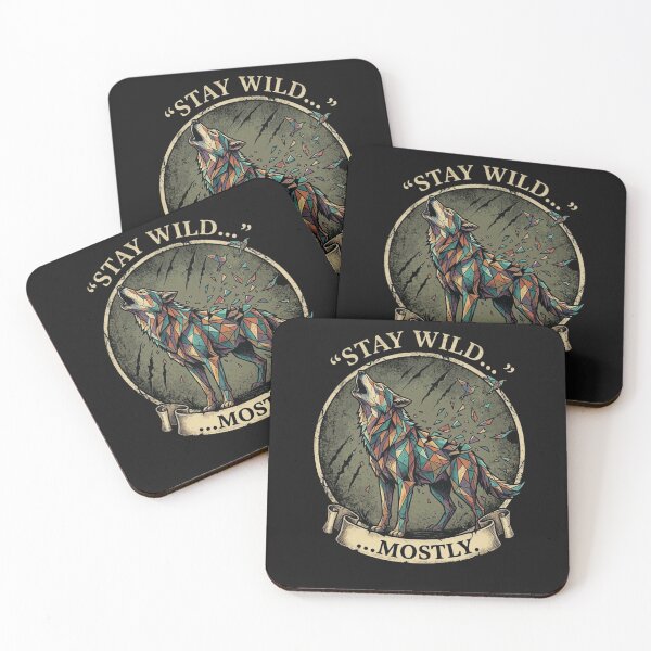 Item preview, Stay Wild... Mostly" Geometric Howling Wolf Emblem designed and sold by Wild Hare.