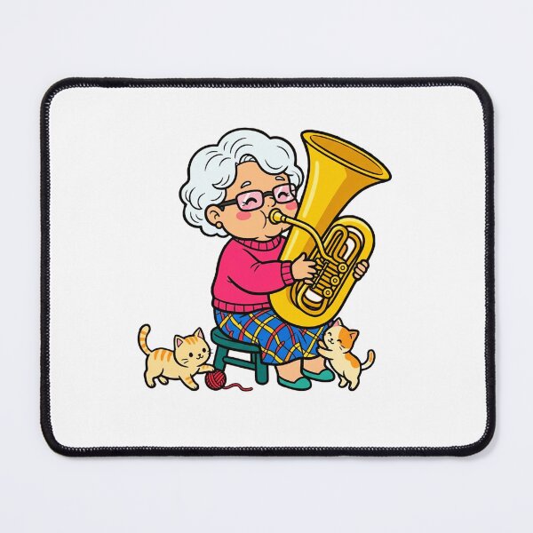 Item preview, Chibi Kawaii Grandma Playing Tuba – Cute Cartoon Musician Illustration designed and sold by iamhewho.