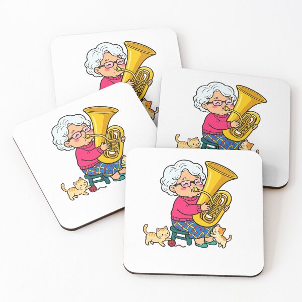 Item preview, Chibi Kawaii Grandma Playing Tuba – Cute Cartoon Musician Illustration designed and sold by iamhewho.