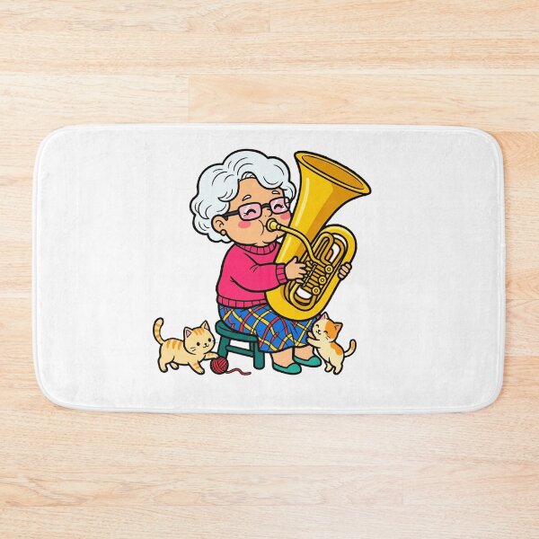 Item preview, Chibi Kawaii Grandma Playing Tuba – Cute Cartoon Musician Illustration designed and sold by iamhewho.