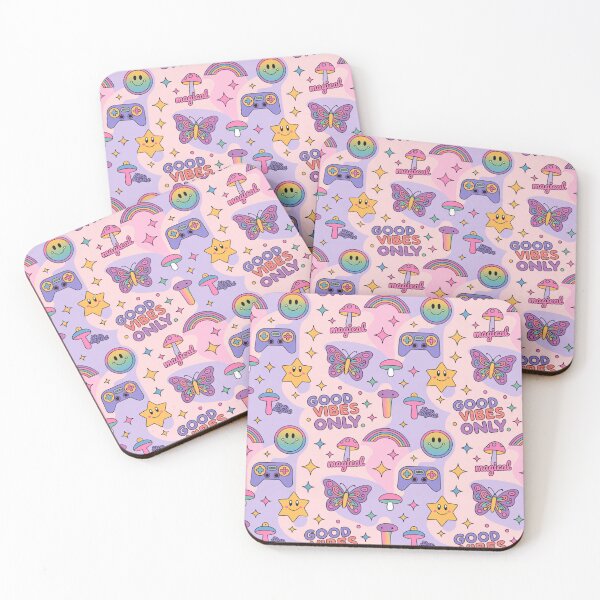 Item preview, Magical Good Vibes Only Pastel Kawaii Pattern with Mushrooms Butterflies Rainbows designed and sold by Midnight Veil Designs.