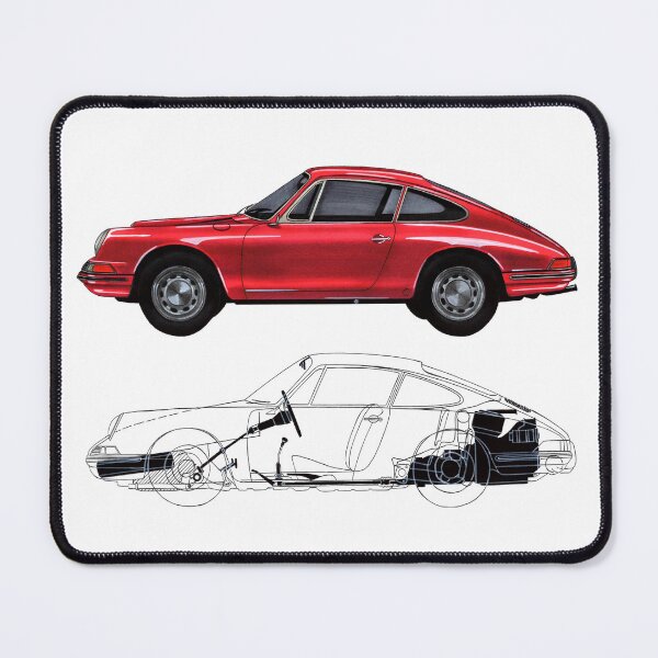 Item preview, Exclusive drawing legendary germany red sport cars 911 Coupe Type 901 with flat air cooled engine designed and sold by Cars23.