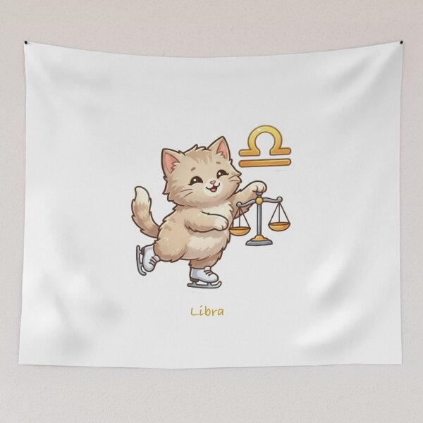 Item preview, ♎ Libra - The Ice Skater Cat designed and sold by ToieStore.