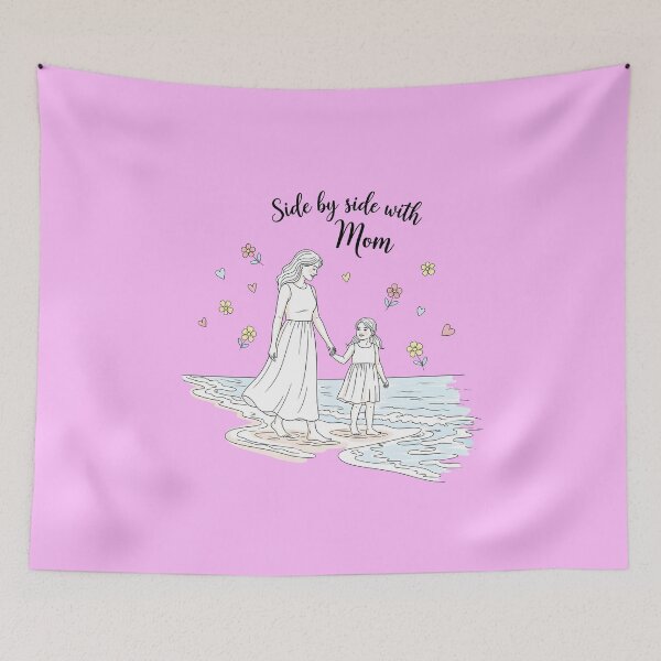 Item preview, Side by Side with Mom – Mother and Daughter Walking on the Beach designed and sold by Sea Gem.