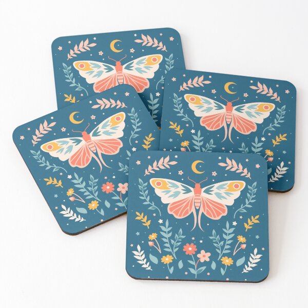 Item preview, Boho Moth Floral Folk Art Aesthetic designed and sold by GraveyardGlam.