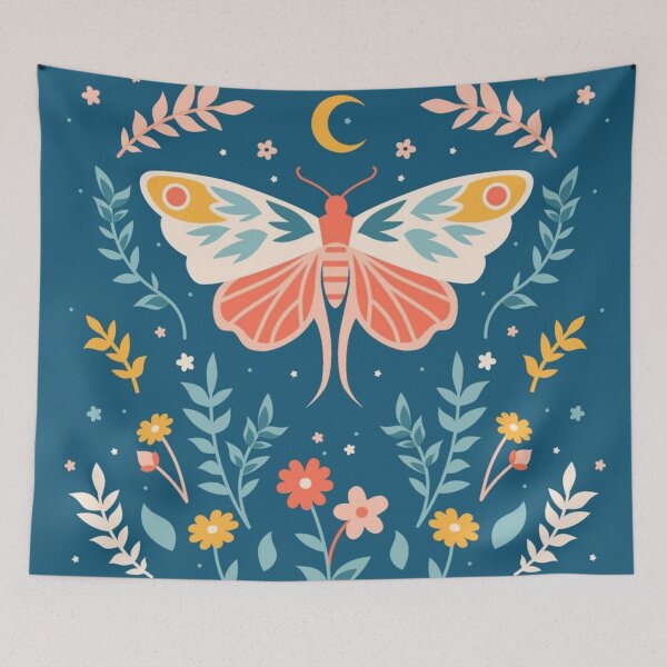Item preview, Boho Moth Floral Folk Art Aesthetic designed and sold by GraveyardGlam.