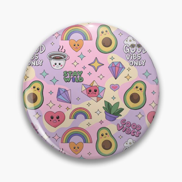 Item preview, Cute Kawaii Avocado Good Vibes Only Pastel Pattern with Rainbows Hearts Gems designed and sold by Midnight Veil Designs.