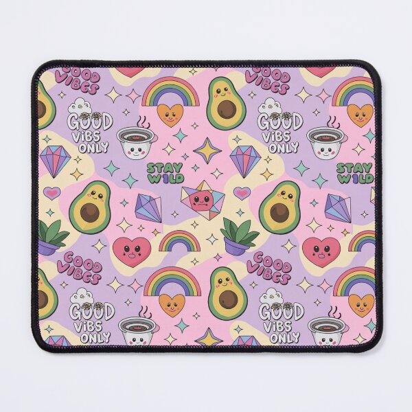 Item preview, Cute Kawaii Avocado Good Vibes Only Pastel Pattern with Rainbows Hearts Gems designed and sold by Midnight Veil Designs.