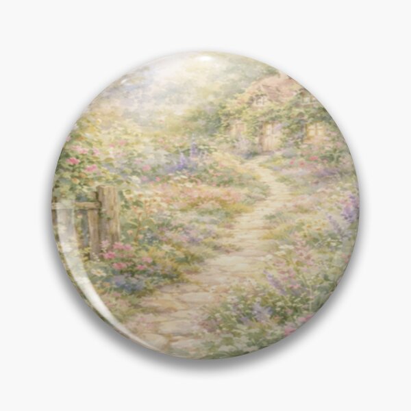Item preview, Cottagecore Whimsical Garden Path Watercolor - Enchanted Rustic Garden Decor designed and sold by ArtFreshStudio.