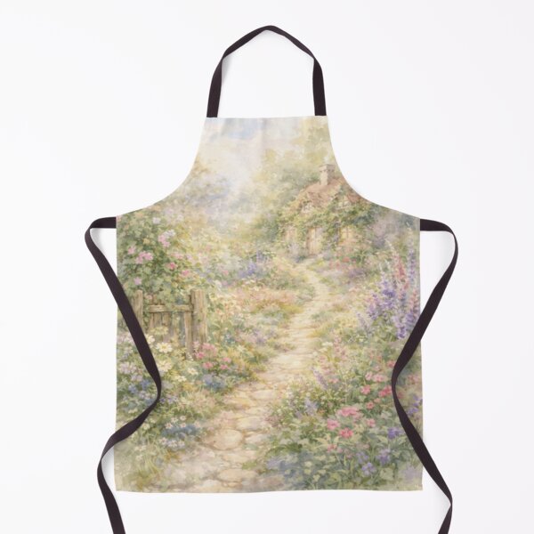 Artikelvorschau, Verspielter Gartenweg im Cottagecore-Stil (Aquarell) – Bezaubernde rustikale Gartendekoration entworfen und verkauft von ArtFreshStudio.