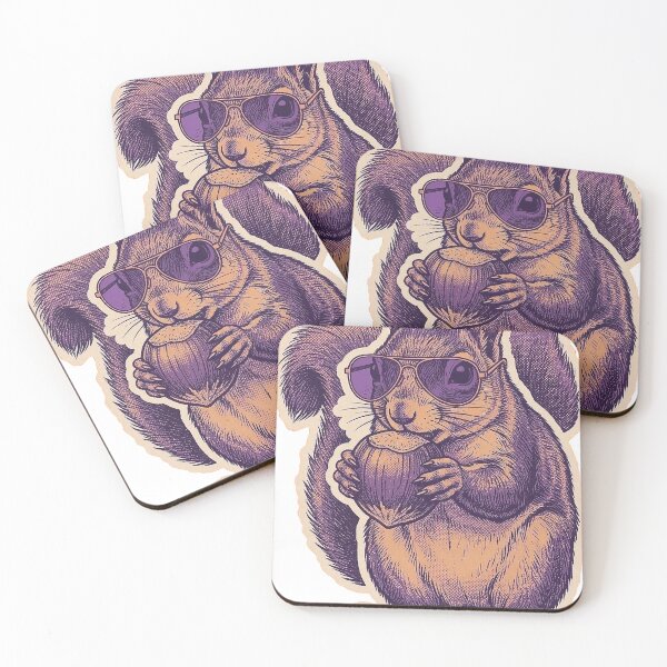Item preview, Squirrel wearing sunglasses nibbles on hazelnut designed and sold by MasterShong.