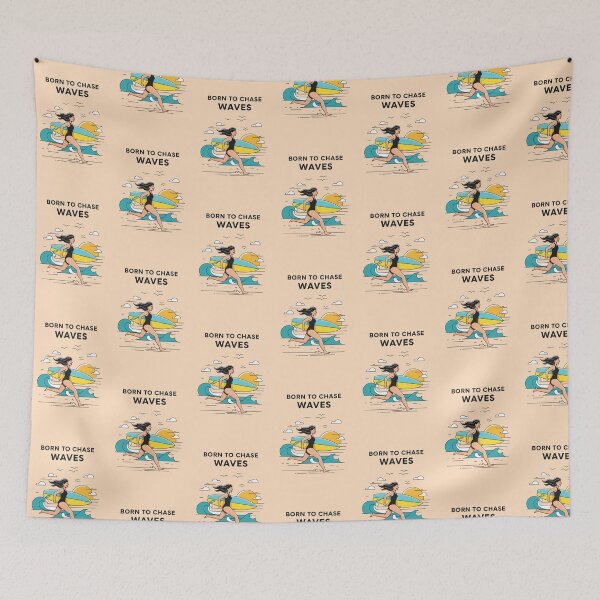 Item preview, Born to Chase Waves – Surfer Girl Running on the Beach designed and sold by Sea Gem.