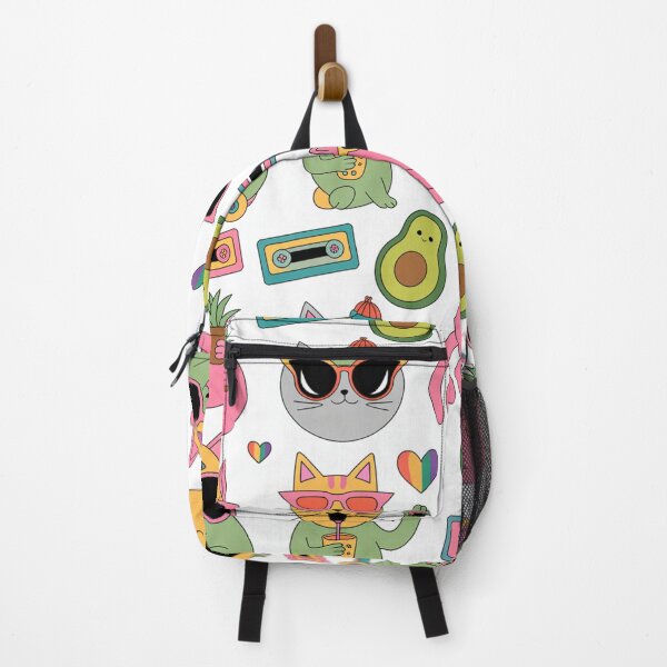 Item preview, Cool Kawaii Cats with Sunglasses Avocado Skate Retro Vibes Seamless Pattern designed and sold by Midnight Veil Designs.
