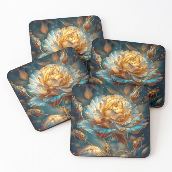 Item preview, Elegant Golden Rose on Dark Background designed and sold by MargaretWiktor.