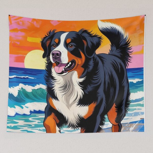 Item preview, Bernese Mountain Dog – Sunset Beach Joy designed and sold by Dogandesighn.