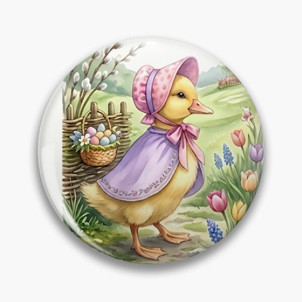 Item preview, Sweet Easter Duckling with Blue Bow Bonnet and Egg Basket designed and sold by naughty-raccoon.