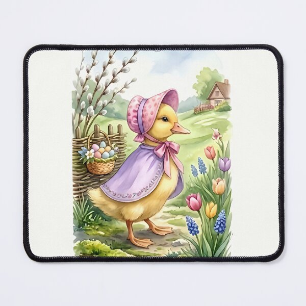 Item preview, Sweet Easter Duckling with Blue Bow Bonnet and Egg Basket designed and sold by naughty-raccoon.