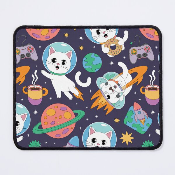 Item preview, Space Cats in Helmets Kawaii Cosmic Adventure Seamless Pattern designed and sold by Midnight Veil Designs.