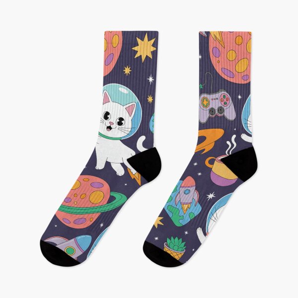 Item preview, Space Cats in Helmets Kawaii Cosmic Adventure Seamless Pattern designed and sold by Midnight Veil Designs.