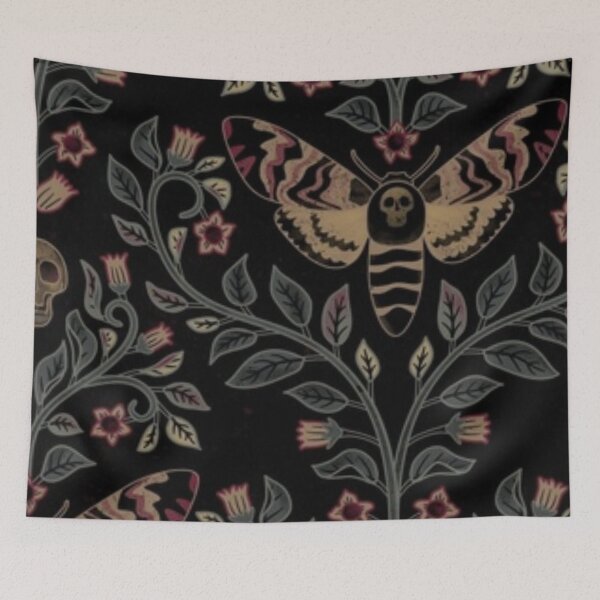 Item preview, Vintage Skull Moth Floral Gothic Pattern designed and sold by GraveyardGlam.