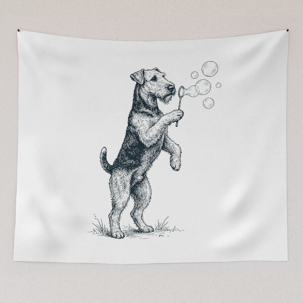 Item preview, Vintage Airedale Terrier Blowing Bubbles Dog Mom Dad Lover designed and sold by DoodleTortle.