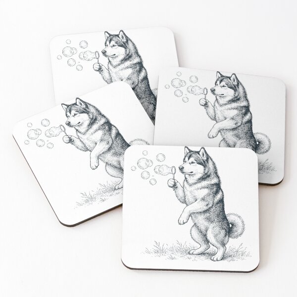 Item preview, Vintage Alaskan Malamute Blowing Bubbles Dog Mom Dad Lover designed and sold by DoodleTortle.