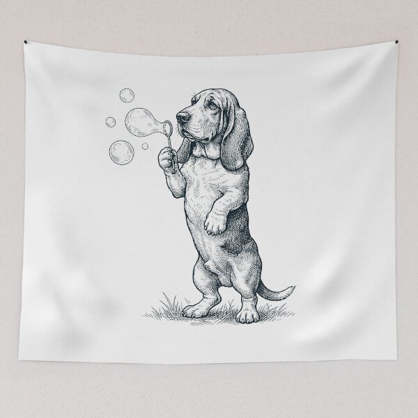Item preview, Vintage Basset Hound Blowing Bubbles Dog Mom Dad Lover designed and sold by DoodleTortle.
