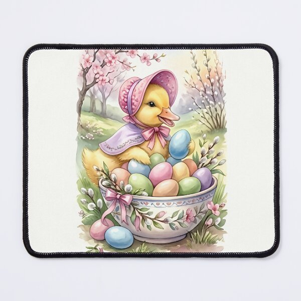 Item preview, Vintage Easter Duckling with Floral Bonnet and Blossom Arch designed and sold by naughty-raccoon.