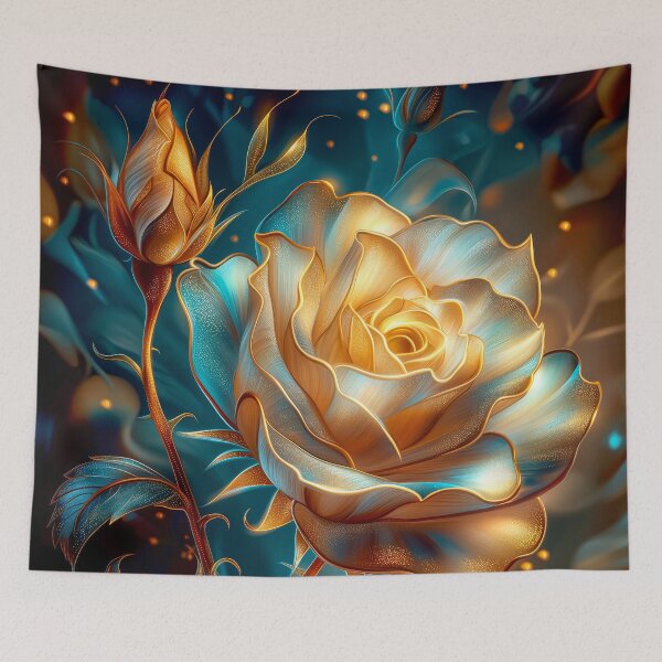 Item preview, Golden Rose on Dark Background designed and sold by MargaretWiktor.