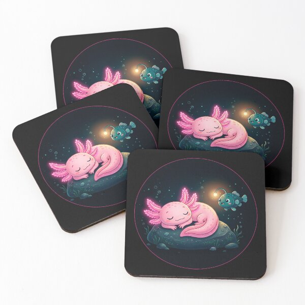 Item preview, Glowing Axolotl Dreams – Deep Sea Serenity designed and sold by Herzbaumatelier.