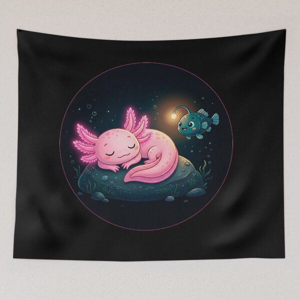 Item preview, Glowing Axolotl Dreams – Deep Sea Serenity designed and sold by Herzbaumatelier.