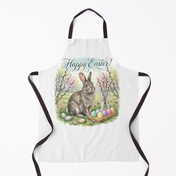 Item preview, Vintage Easter Bunny with Pussy Willow Vase and Pastel Egg Display designed and sold by naughty-raccoon.