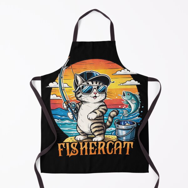 Item preview, Fisher Cat Funny Fishing T-Shirt – Cool Cat Angler Retro Sunset Design designed and sold by Styliogellery.