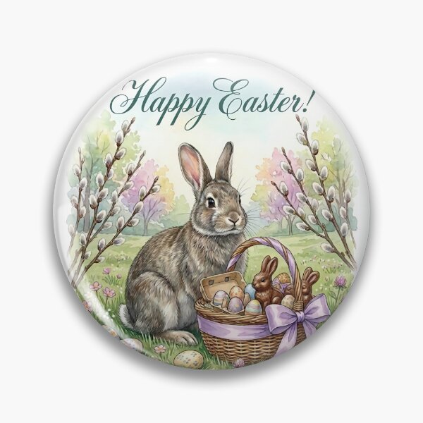 Item preview, Classic Vintage Easter Bunny with a Basket of Colorful Eggs Art Print designed and sold by naughty-raccoon.