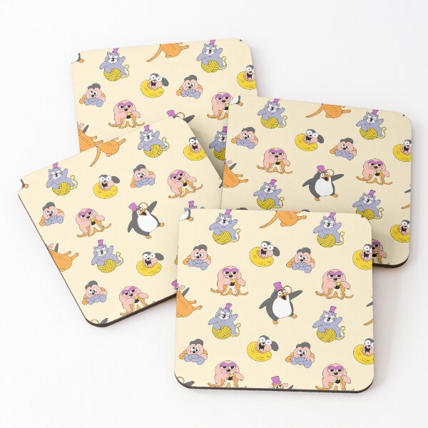 Item preview, Whimsical Party Animals Seamless Pattern Cute Cats Dogs Penguins Monkeys Bananas Yarn designed and sold by Midnight Veil Designs.