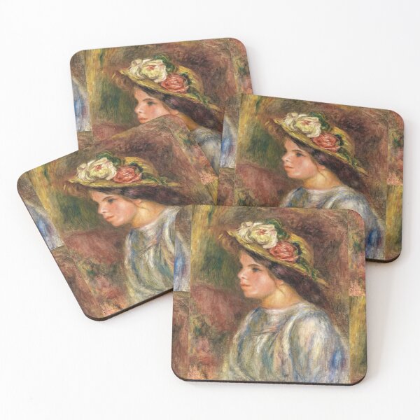 Item preview, Buste De Femme Chapeau De Paille Garni by Pierre-Auguste Renoir: Impressionist Portrait Poster designed and sold by artofuniverse.