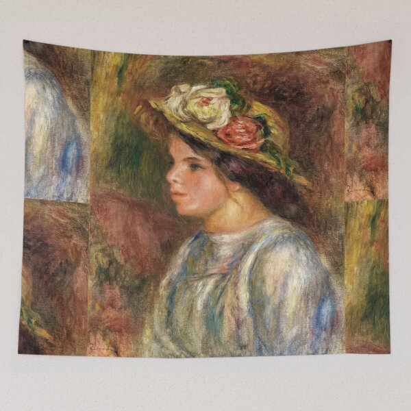 Item preview, Buste De Femme Chapeau De Paille Garni by Pierre-Auguste Renoir: Impressionist Portrait Poster designed and sold by artofuniverse.