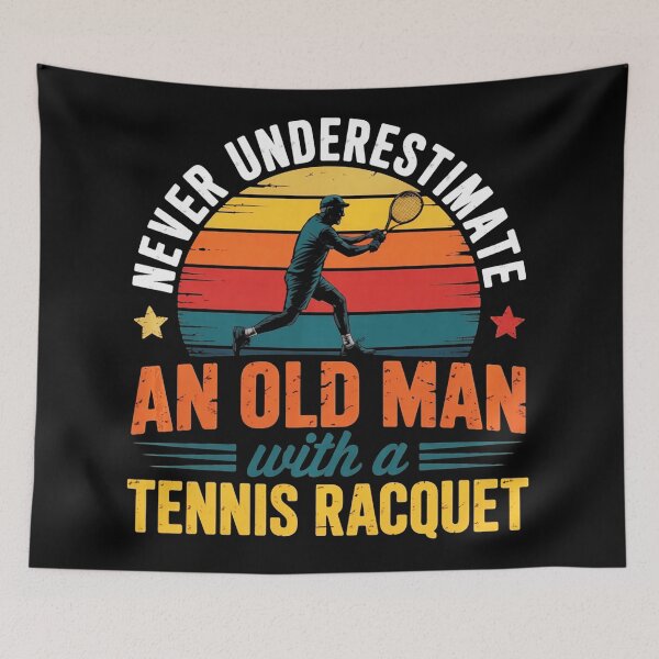 Item preview, Never Underestimate an Old Man with a Tennis Racquet Retro  designed and sold by WayTBeenkenArt.