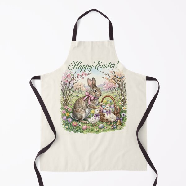 Item preview, Vintage Easter Bunny and Ducklings in a Blooming Meadow Greeting Card Art designed and sold by naughty-raccoon.