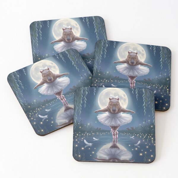 Item preview, Capy Lake Curtain Call Capybara Ballerina Moonlit Bow Art designed and sold by CapyVerseStudio.